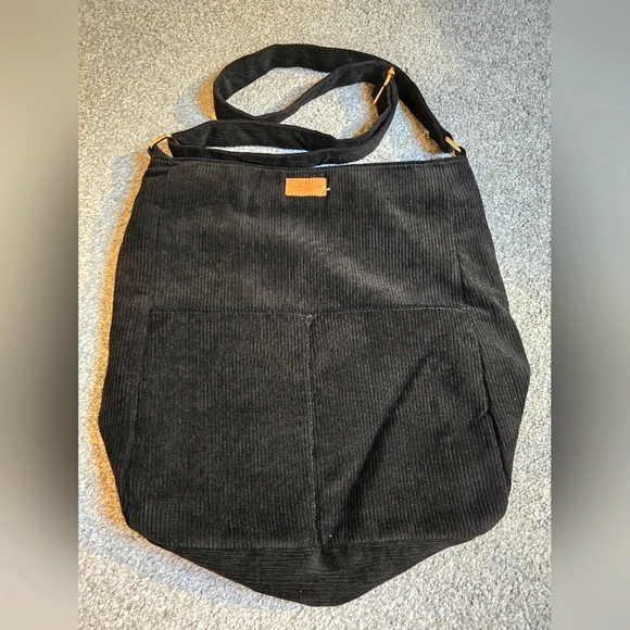 kaleidoscope Handbags - Black Corduroy Roomy Pockets Shoulder Bag Crossbody Whimseygoth Girlhoodcore